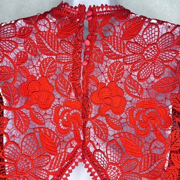 Lovers + Friends Mon Amor Red Lace Overlay Mini Dress - Size Medium - Picture 9 of 13